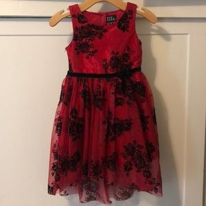 New red floral girls dress